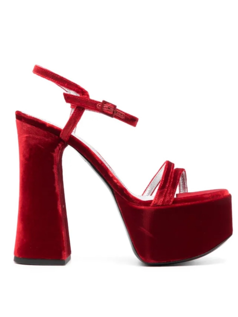 PHILOSOPHY LORENZO Red Velvet Platform Block Heel Sandals - Women's